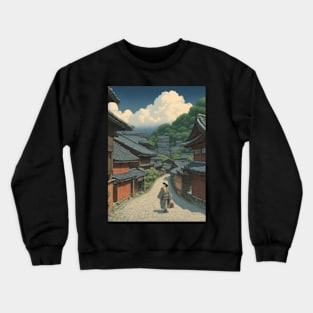 all road goes to tokyo kawase hasui style art japan Crewneck Sweatshirt